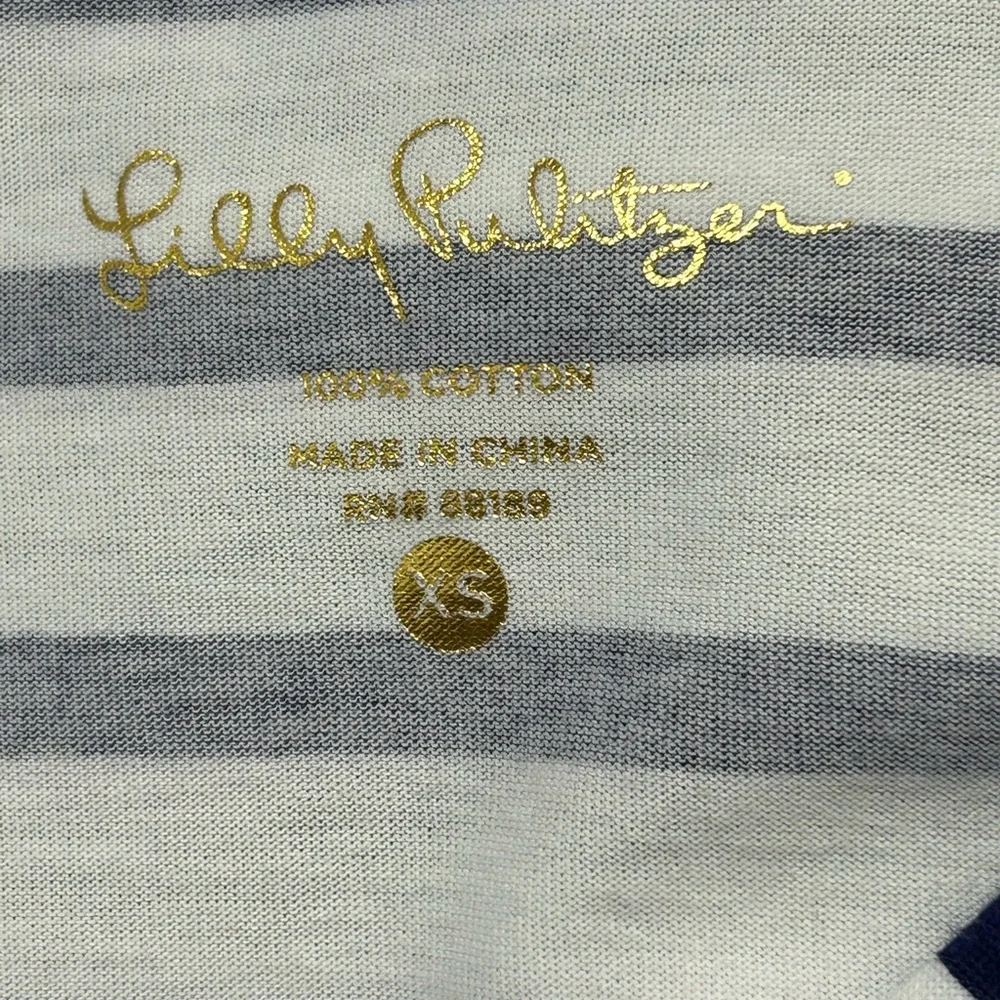 Lilly Pulitzer Women’s XS Navy White Stripe Shift Dress 3/4 Sleeve